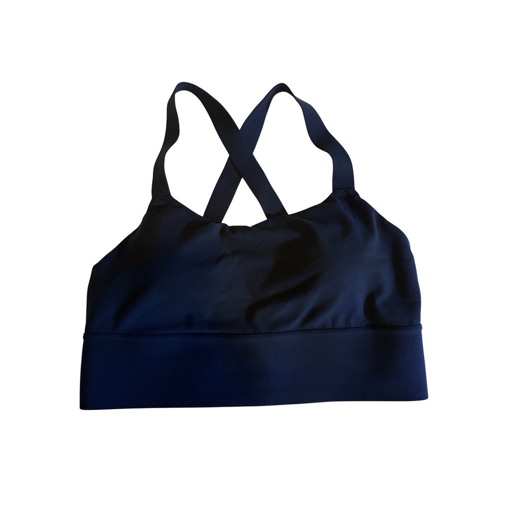 Athleta Navy Blue Crisscross Back Sports Bra Size M Medium Yoga Workout Gym